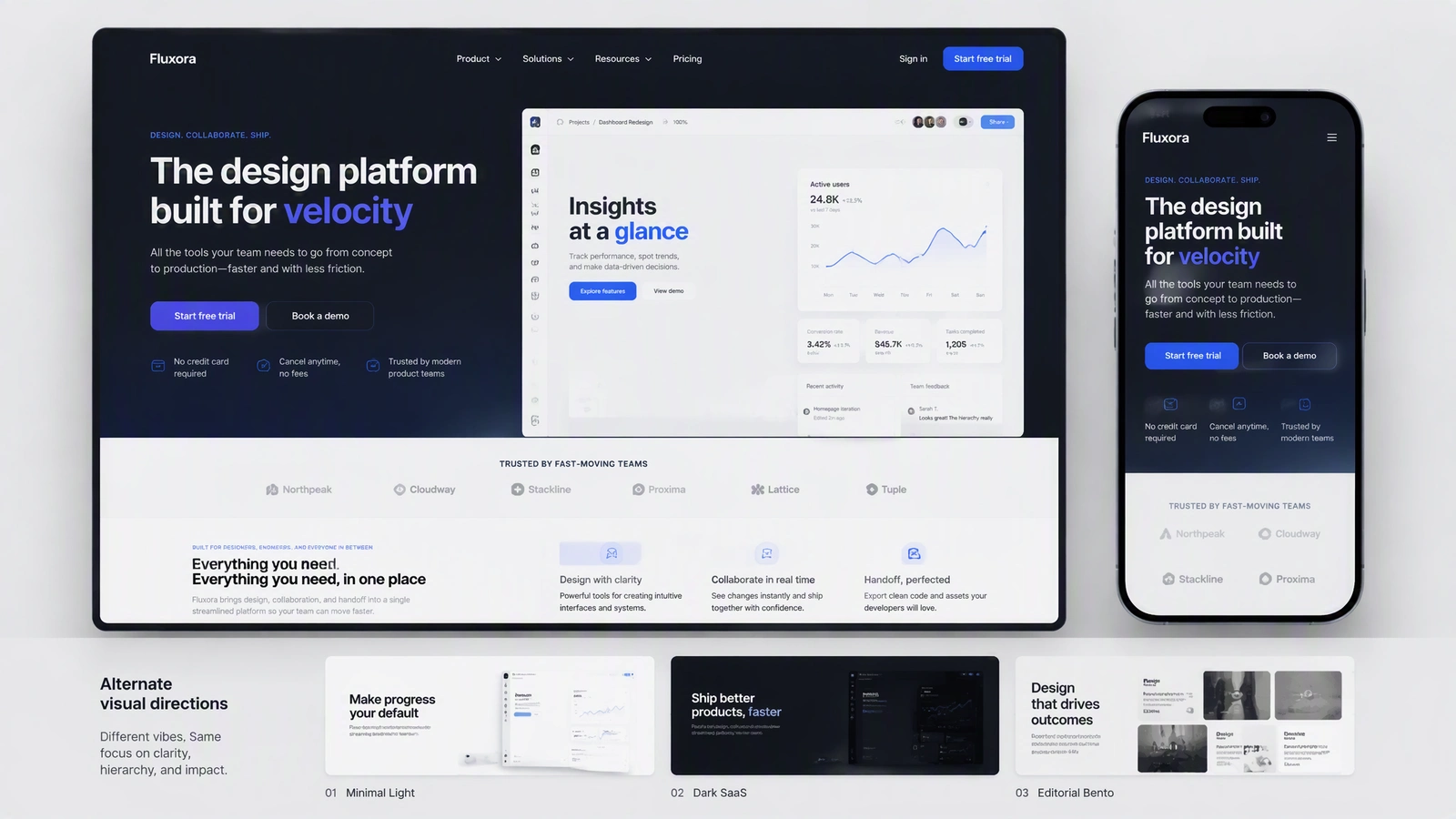 MuseWork が SaaS ランディングページ UI を設計している画面