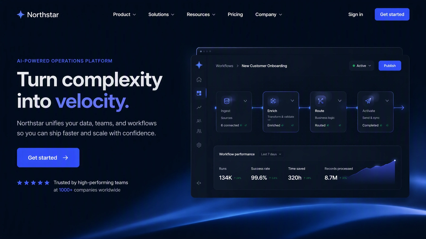 Landing page hero section variant